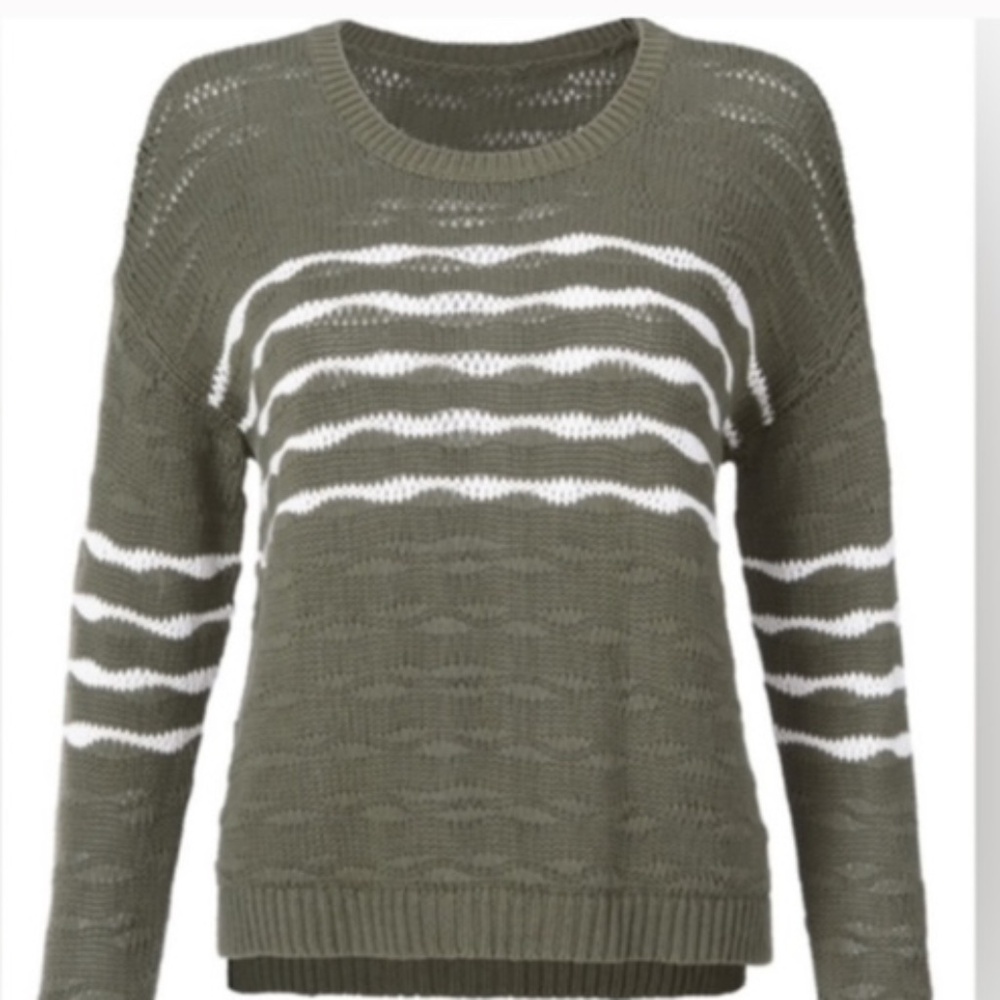 cabi NWOT Scout Pullover, Olive Stripe, MEDIUM, Fall 21